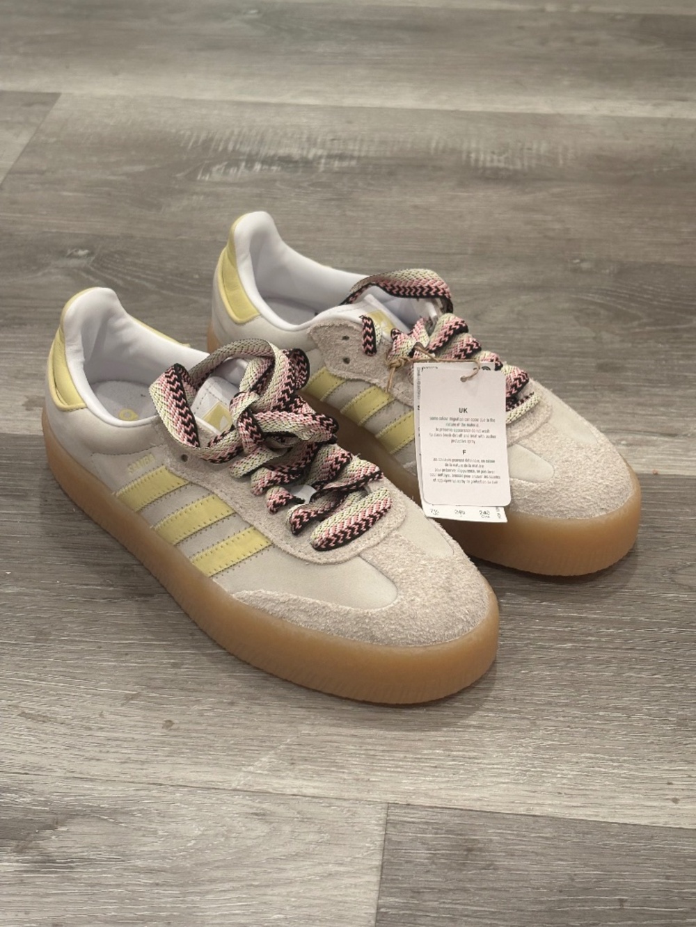 Adidas Samba Platform Sneakers Sambae Cloud White Yellow Powder NWT Womens 7.5